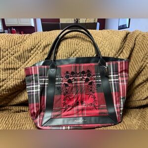 NWT Victoria's Secret Black and Red Plaid Tartan Tote